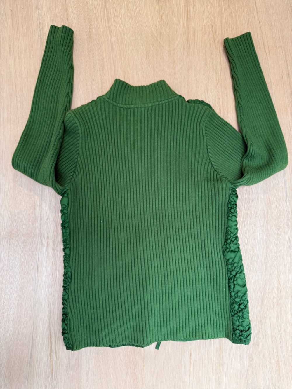Vtg Peter Martin Green Popcorn Knit Quilted Sweater Cardigan Jacket Lagenlook L - Picture 7 of 10